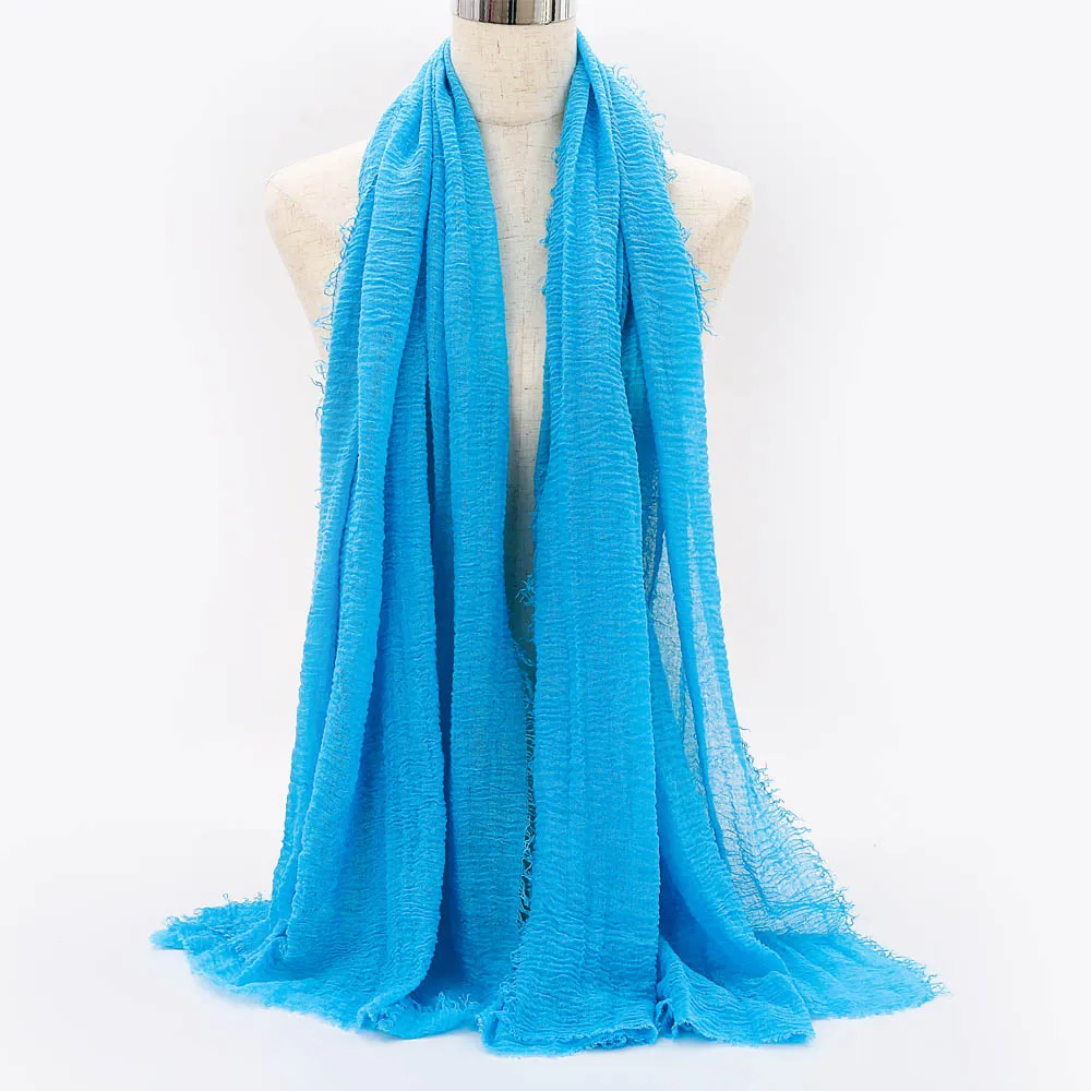 Мусульманский женский шарф-хиджаб, одноцветная шаль из хлопка и льна, шаль, платок для женщин, женский платок, мусульманская накидка, тюрбан - Цвет: 62