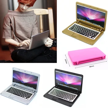 

Delicate Dollhouse Miniature Laptop Cute Mini Doll house Decoration Accessories Notebook with Apple Logo and Screen