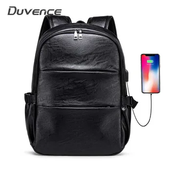 

Laptop Backpacks Men Bag Travel PU Leather Male Backpacks Fits 15.6 inches Computer Business Waterproof Man Backpack Soft Handle