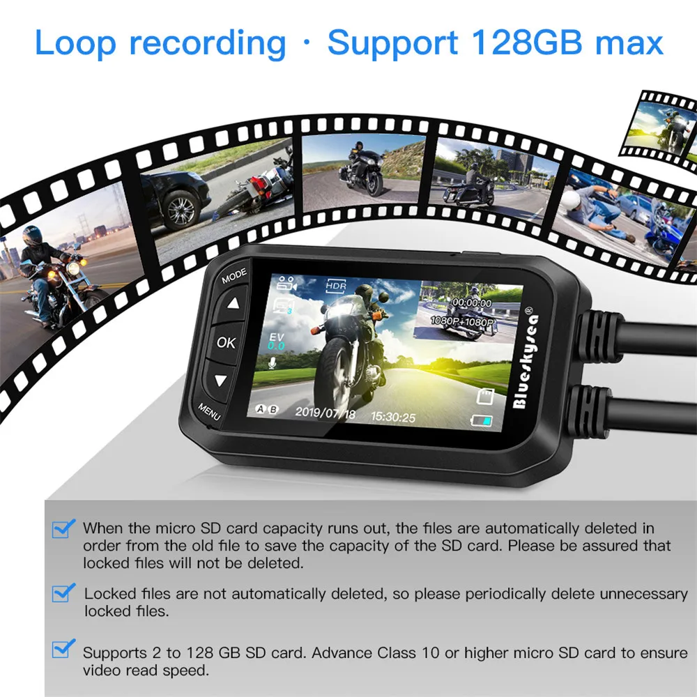 Видеорегистратор Blueskysea DV128 2 7 дюйма два объектива HD 1080P GPS 130 °| |