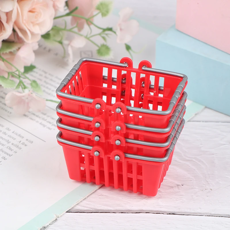 Dollhouse Miniature Shopping Basket Toys Kids Mini Supermarket Shopping Hand Basket Model Doll House dollhouse furniture toy,shopping cart toy