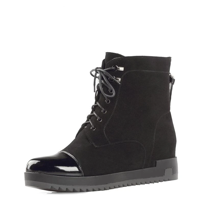 Botines negros de ante para mujer, genuinos, precio de liquidación, solo 41|Botas hasta el tobillo| - AliExpress