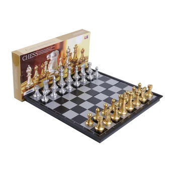 

Magnetic Folding Chess Set Professional Match Board Leisure Training Toys Board Games Gifts for Children Gold Silver