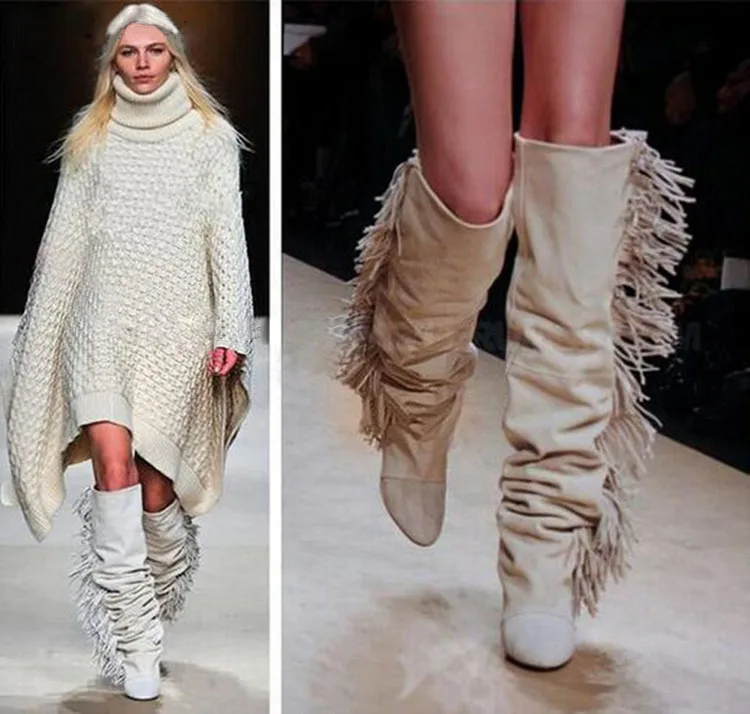 Women-Knee-High-Leather-Suede-Fringe-Boots-Black-White-Gray-Platform-Wedged-Tall-Boots-Fashion-Women