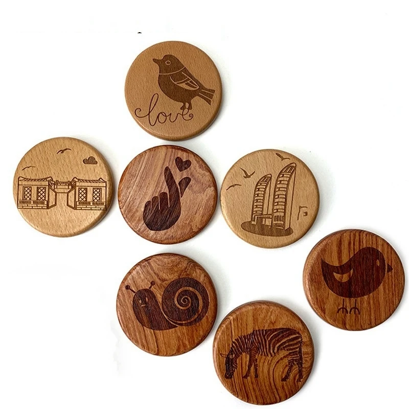 

Round Shape DIY Wooden Bottle Opener Coaster Blank Fridge Magnet Decoration Beer Bottle Openers Free engrave logo