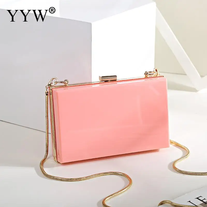 hot pink Акриловая прямоугольная женская сумка кошелек Симпатичная сумка через плечо розовый Вечерний Клатч сумки модные вечерние кошельки для покупок Mujer - Цвет: hot pink