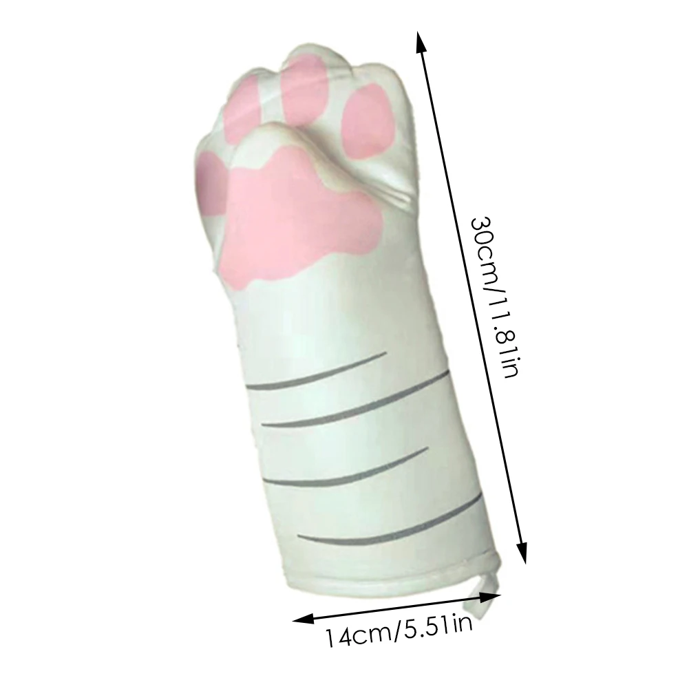 3D Cartoon Cat Paws Oven Mitts Long Cotton Baking Insulation Microwave Heat Resistant Non-slip Gloves Animal 1PC Gloves Mittens