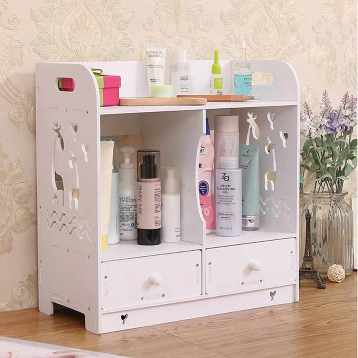 

Drawer Type Storage Rack Holder Desktop Cosmetics Makeup Organizer Stand DIY Assembly Shelf Kit Bathroom Bedroom 4 Patterns