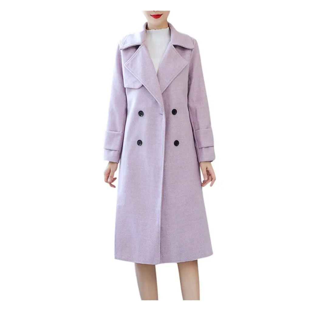 Manteau femme abrigo mujer шерстяное пальто женское Шерстяное двубортное зимнее пальто женское элегантное офисное Пальто С Длинным Рукавом casaco