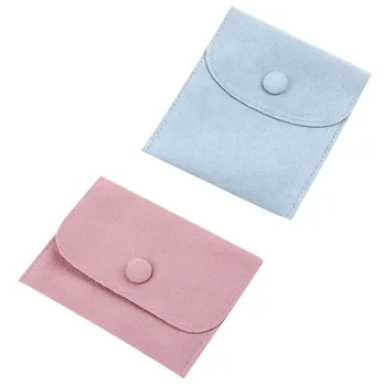 

2pcs Jewelry Storage Bags Stylish Earring Container Flannel Ornaments Pouch Chic Storage Bags with Buckle for Jewelry Coin Ornam