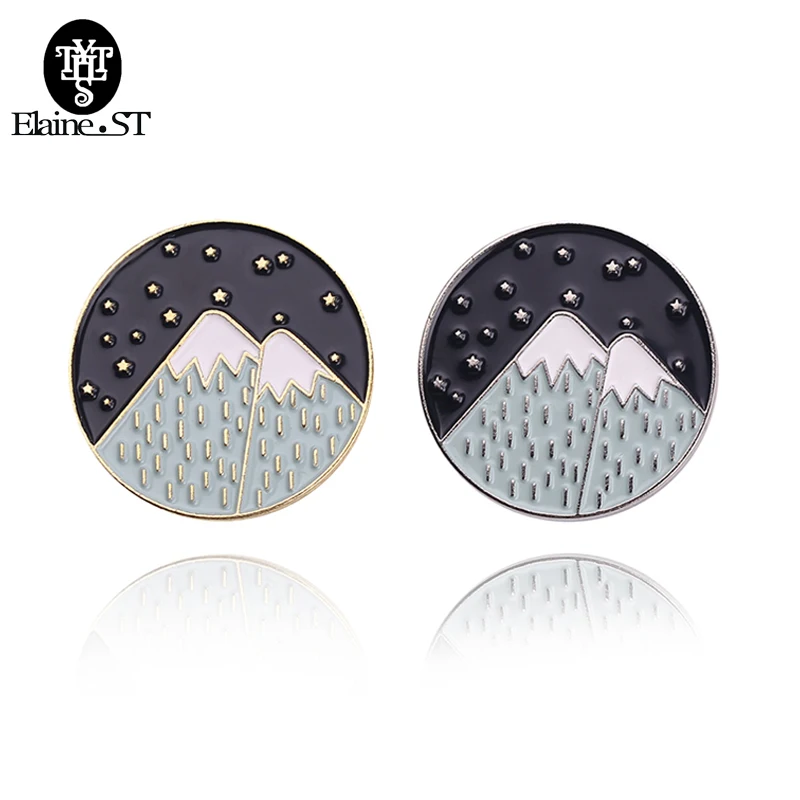 

Go Camping Enamel Pin Tree Tent Moon Mountain Badge Brooch Lapel Pin for Denim Jean Shirt Bag Cartoon Jewelry Gift for Kids