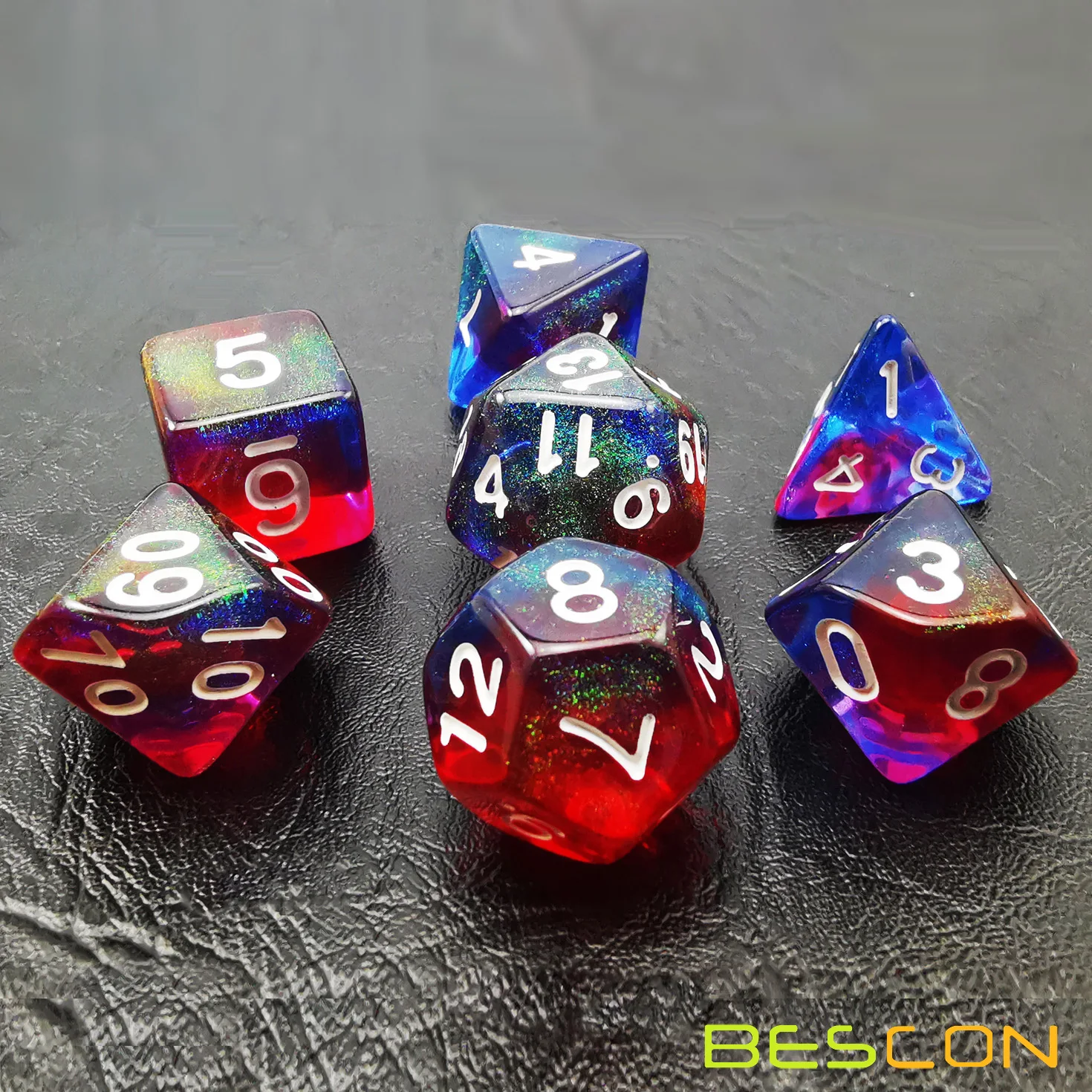 Bescon New Moonstone Dice Valor Stone, Polyhedral Dice Set of 7 4
