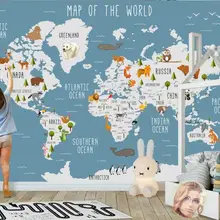 Beibehang пользовательские обои фото мультфильм карта мира Детская комната фон украшения стены живопись 3d обои