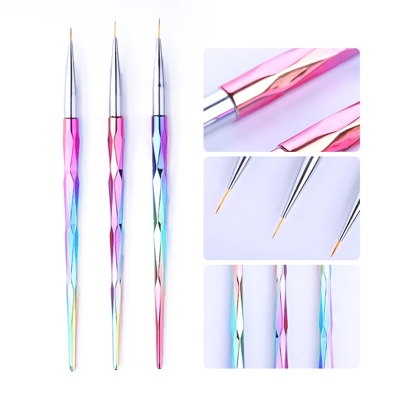 

1 Pc Nail Liner Brush Nail Drawing UV Gel Painting Pen Gradient Nail Pen Colorful Auroras Plastic Handle Nail Art Tools