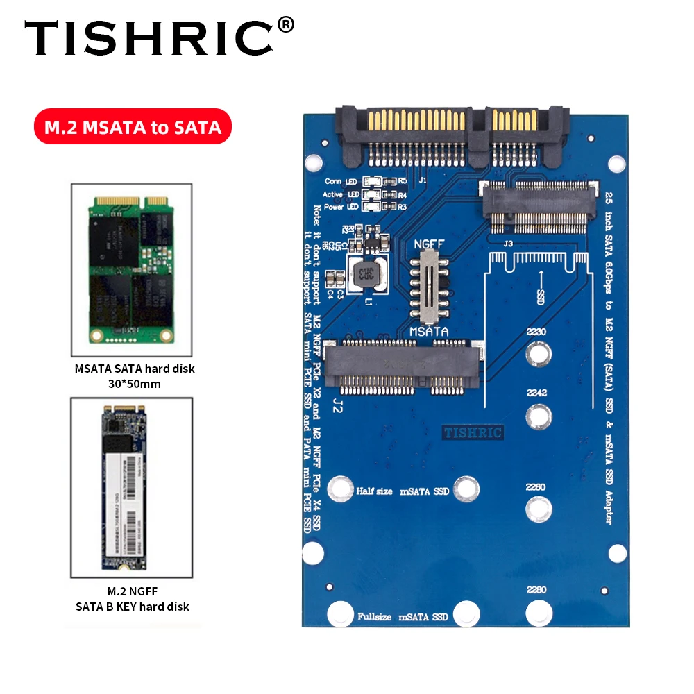 Адаптер TISHRIC Msata-Sata 2 5 дюйма адаптер M2 на Sata 60Gdps SSD M.2 NGFF и Msata для ПК | Компьютеры офис