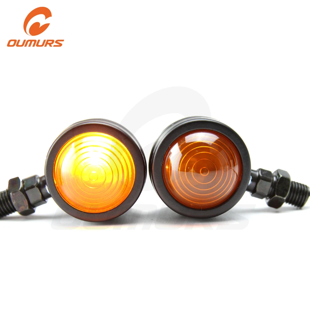 

OUMURS 1 Pair Motorcycle Turn Signal Indicator Lights Front Tail Amber Motorbike Blinker Driving 12v lamp Bullet Black