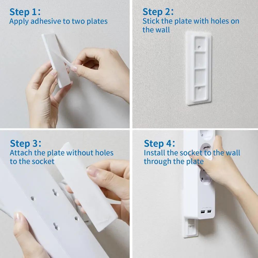 NTONPOWER Network Filter with 3M Extension Cord Wall Mounted Power Strip High Quality 5 Power Sockets 2 USB Surge Protector Home