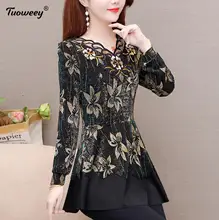 

blusas mujer de moda 2021 floral print hollow out crotch blouse women tops camisas mujer chemisier femme womens tops and blouses