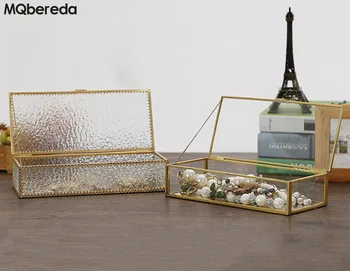 

High Quality Simple Modern Rectangle Glass Jewelry Box European Jewelry Frame Retro Jewelry Packaging and Display Frame Props