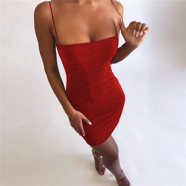 Forefair, блестящее Мини сексуальное платье на бретельках, вечерние, летние, с открытыми плечами, блестящее, для ночного клуба, красное, белое, облегающее платье для женщин
