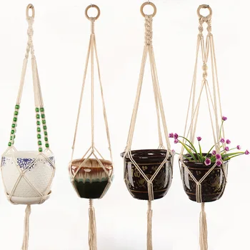 

100% Handmade Macrame Plant Hanger Pendant for Flowers Balcony Garden Hanging Pot Holder Wall Hanging Basket Rope Home Decor
