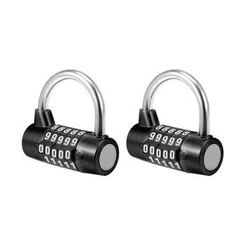 

uxcell 5-Digit Combination Padlock 2-1/2-inch Resettable Lock for Gate Black 2Pcs
