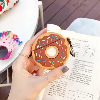 

Cute Donut Silicone Cover Earphone Case Wireless Bluetooth Earphone Case Protective Cover Accessories Charging Box With Hook