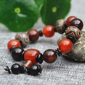 

Drop Shipping Natural Agate Chalcedony Bracelets Eyes Dzi Beads Gift for Men Women Fine Jade Stone Jewerly