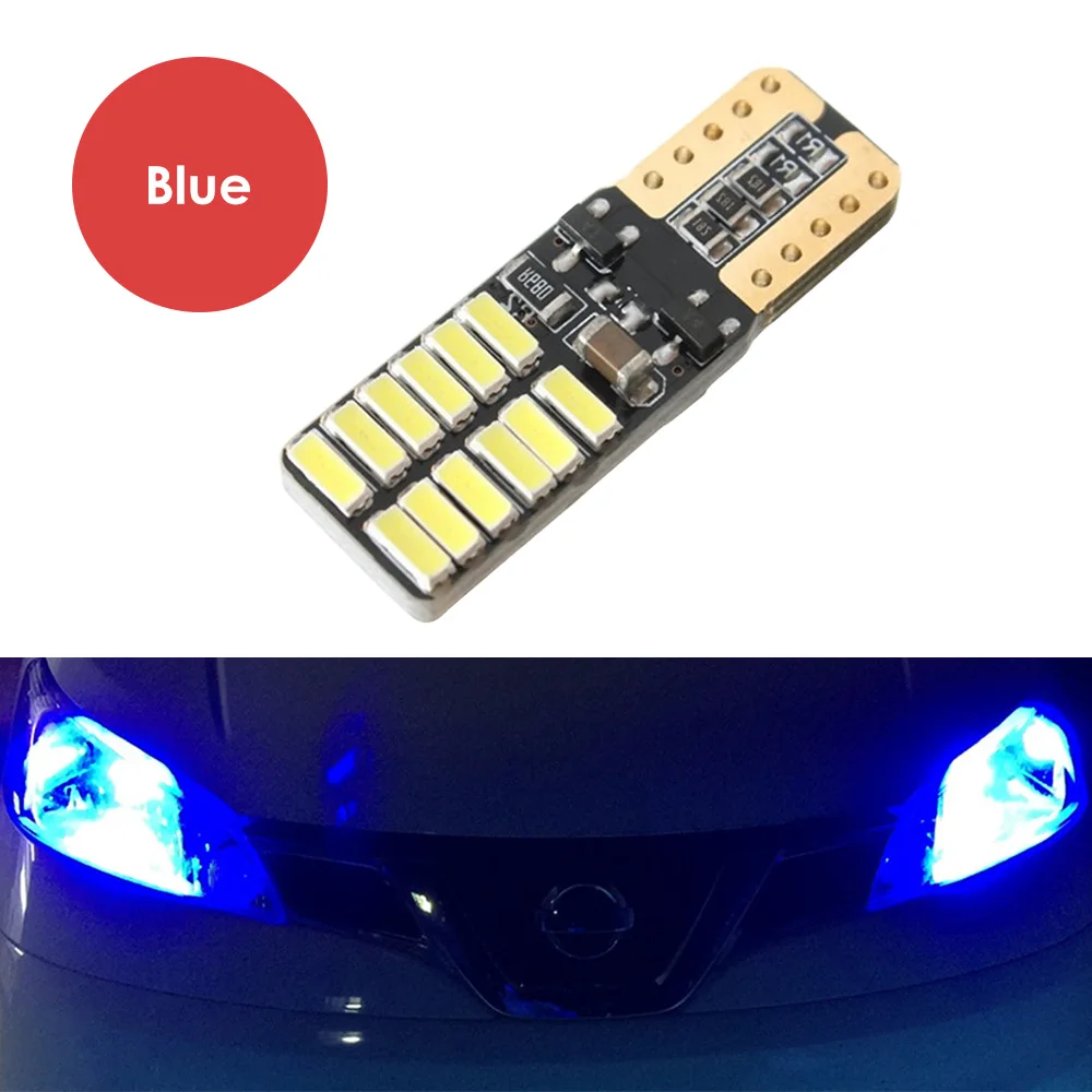 AOSHIKE отражатели 2 шт мощностью 12V 24 V T10 4014 24 SMD Авто Клин Парковка лампы автомобиля для Чтения Купол светильник габаритного фонаря 3W ампулы ошибок - Испускаемый цвет: Blue