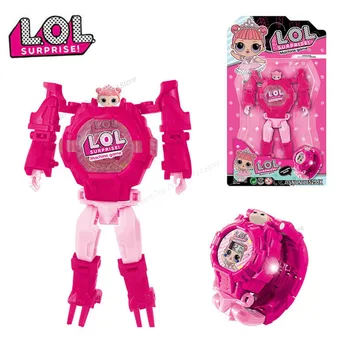 

LOL Surprise Doll Children's Light Deformation Watch Toy Creative Cartoon Turn Robot Puzzle Animation Electronic Watch