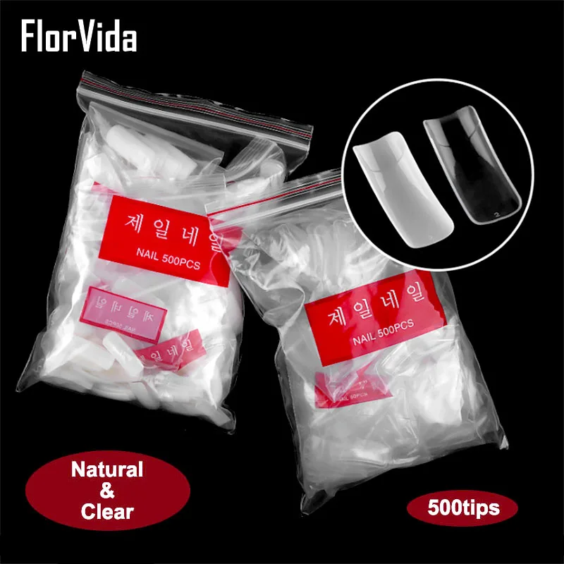 Florvida 500 шт половинные наконечники для ногтей накладные бусины для ногтей кончики пальцев накладные ногти натурально чистый стиль накладные ногти