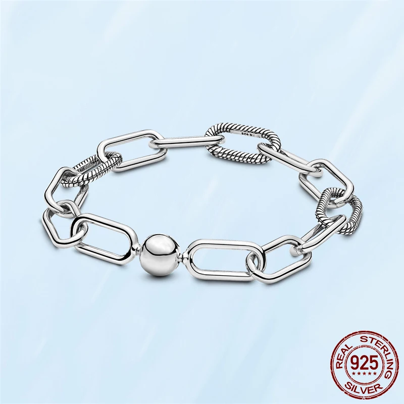 TOP SALE 925 Sterling SILVER Heart Snake Chain Fashion Bracelets For Women Fit Original Pandora Charm Beads Jewelry Gift