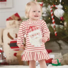 Детские рождественские платья для девочек с лосем; хлопковые вечерние платья в полоску с Санта-Клаусом и оленем для маленьких девочек; Детские костюмы; подарки