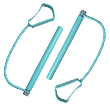 

Yoga Pilates Bar Exercise Resistance Band Kit Portable Pilates Stick Muscle Toning Bar Home Gym Pilates with Foot Loop