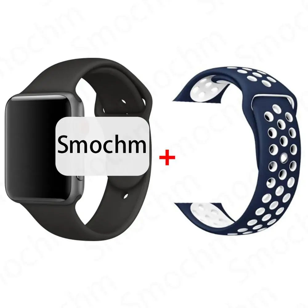 Smochm IWO 8 Plus DIY новые умные часы Bluetooth 1:1 Series 4 Беспроводное зарядное устройство MTK2502 обновлено для Apple Watch iPhone Android - Цвет: Black and BlueWhite