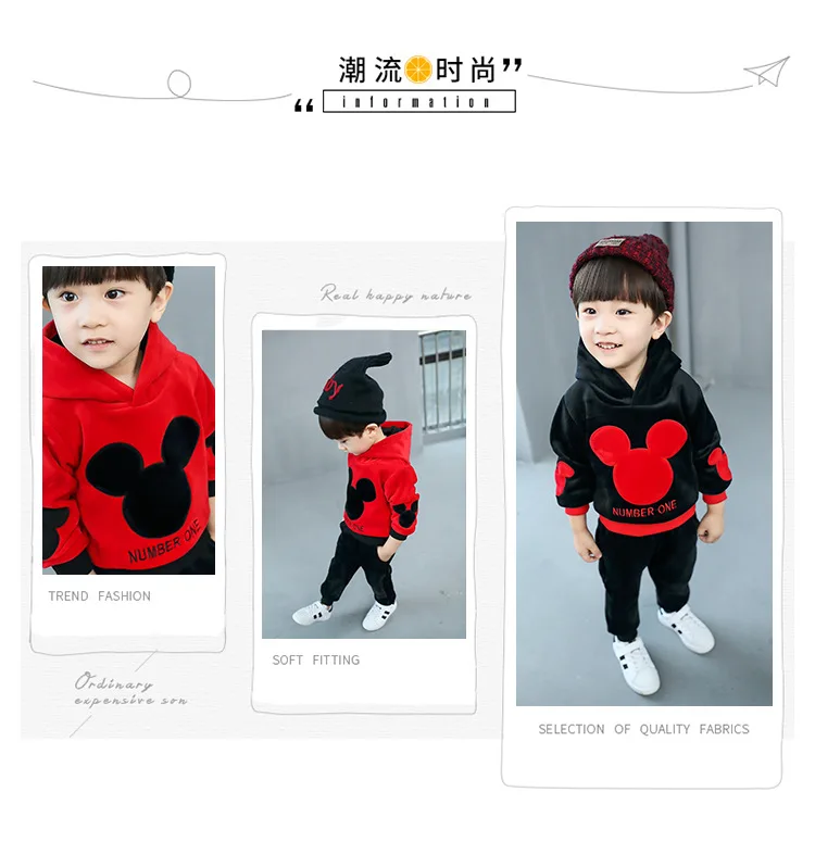 Kids Tracksuit Boys Casual Clothes Set Costume Mickey mouse Sport Suit for Girl Teen Long Sleeve Sweatshirt Hoodies Pant