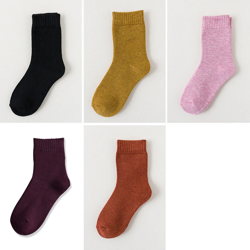 5 пар носков женские зимние плюшевые теплые махровые носки хлопковые одноцветные Повседневные носки для улицы в стиле ретро, размеры 36-40 - Цвет: combination13