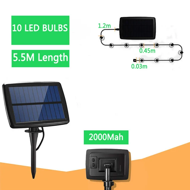 Kit Tira LED Solar - Para exterior - 10 metros - 2700K - IP65