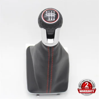 

For VW Golf 7 A7 MK7 VII GTI GTD 2013 2014 2015 2016 2017 2018 Car 6 Speed MT Gear Shift Knob With Leather Gaiter Boot Red Line