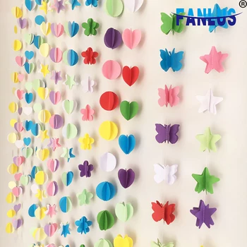 

16pcs/Set Rainbow Wedding Paper Garlands Party Supplies Baby Shower Banner Garland Decor Happy Birthday Parties Decorations