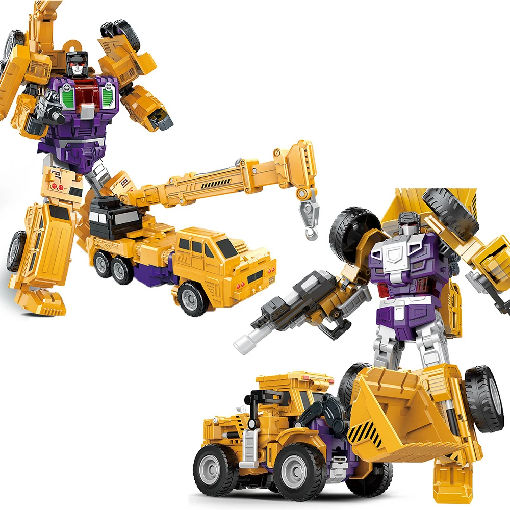 Transformation Robot Toy 6 in 1 Engineering Vehicle Model Educational Assembling Deformation Action Figure Car Toy for Children