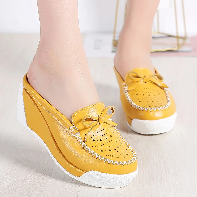 Female Swing shoes casual loafers platform women's fashion pumps shoes patchwork wedges heel Spring Autumn boat women pumps shoes,women loafers shoes,women wedges heels shoes