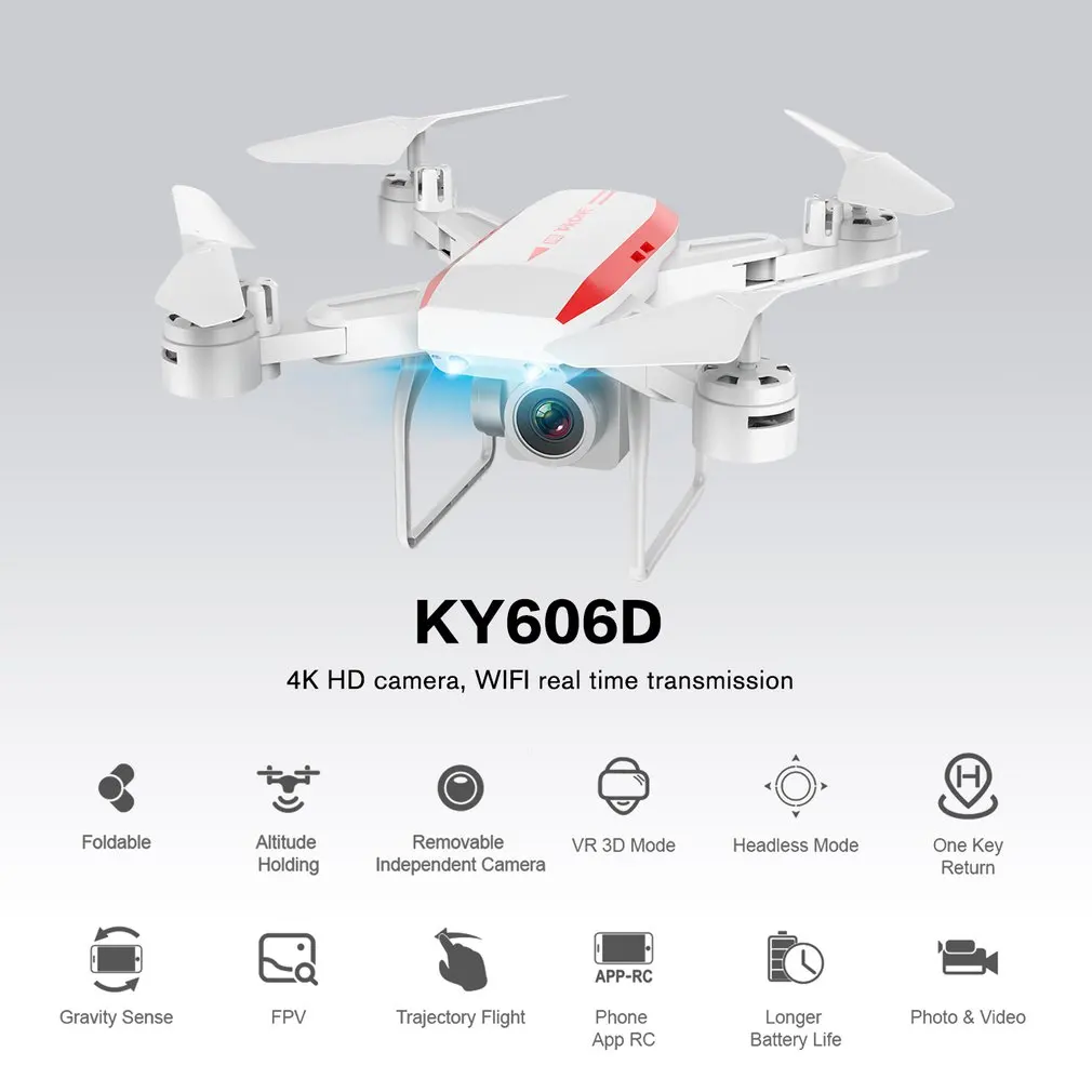 KY606D RC Drone 4K HD Aerial Photography 1080p FPV Aircraft 20 Minutes Flight RC Helicopter VS KY601S RC Drone with 2/3 Battery