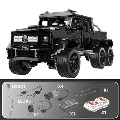 Teachnic набор RC MOC 2425 G63AMG 6X6 LAND CRUISER модель автомобиля SUV кирпичи крутой черный супер гоночный автомобиль LE-J901 строительные блоки игрушки - Цвет: RC car