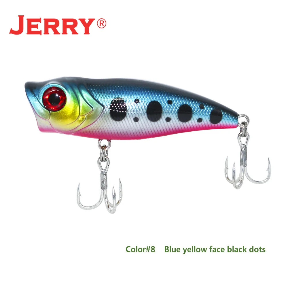 Blue yellow face Jerry 55 мм Поппер плавающая поверхность верхняя вода жесткая пластиковая приманка бас рыболовные приманки - Цвет: Blue yellow face