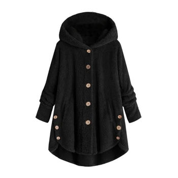 

JODIMITTY 2020 Winter Leopard Coat Fashion Women Button Solid Hooded Jacket Teddy Women Warm Jacket Casual Hoodies Coats