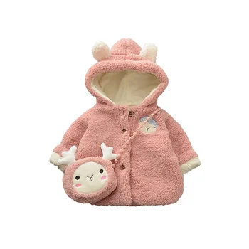 

winter baby girls wool warm fur coat lovely stylish coat+ Bag two-piece sets Children's clothing kids baby girls cloths