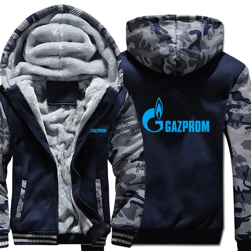 Winter Russia Gazprom Hoodies Men Fashion Coat Pullover Fleece Camouflage Sleeve Jacket Sweatshirts Hoody 5