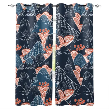 

Home Curtain Mountain Peak Texture Flowers Bedroom Kitchen Curtains Living Room Decoration Items Window Curtains for Living Room