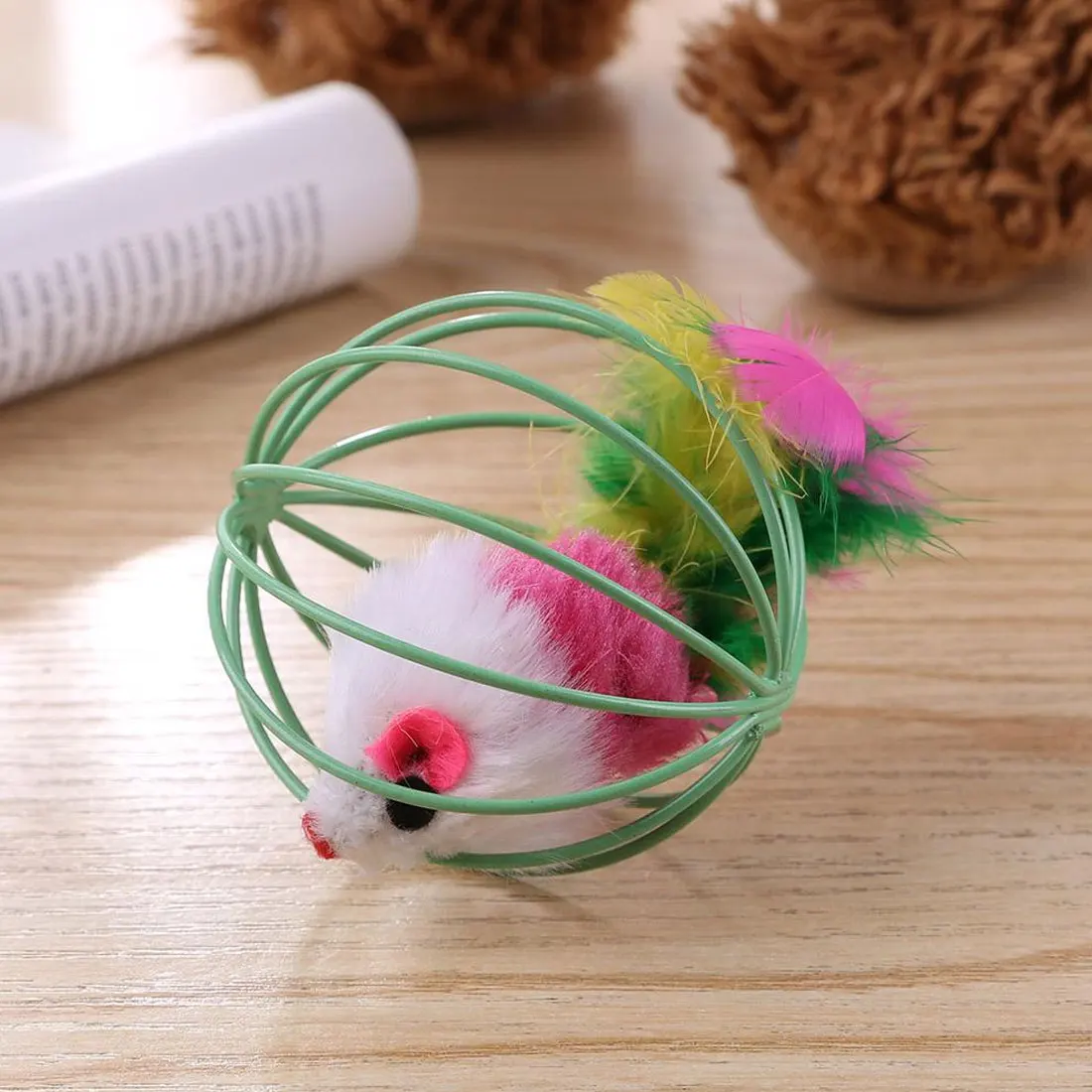 

Fun Cat Interactive Toy Stick Feather Wand Electronic Mouse Toys Bell Mouse Cage Toys False MouseTeaser Toy Artificial Colorful